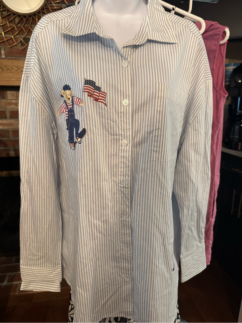 Women's American Crafty Woven Graphic Button-Down Shirt - size Med NWT